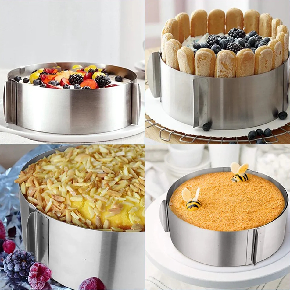 Nastavitelná forma na pečení dortů kulatý plech nerez 8,5cm