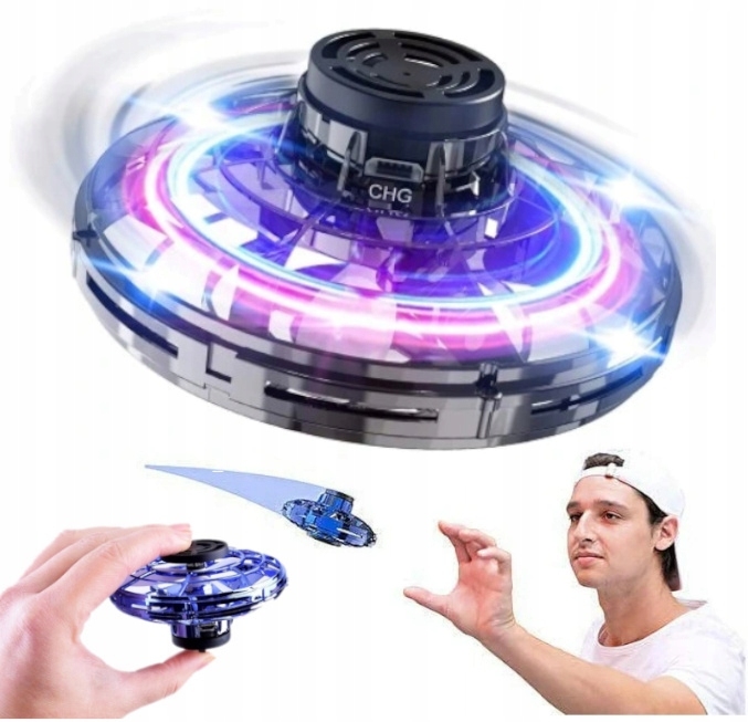 Létající disk UFO levitující drone s LED světlem Flying spinner