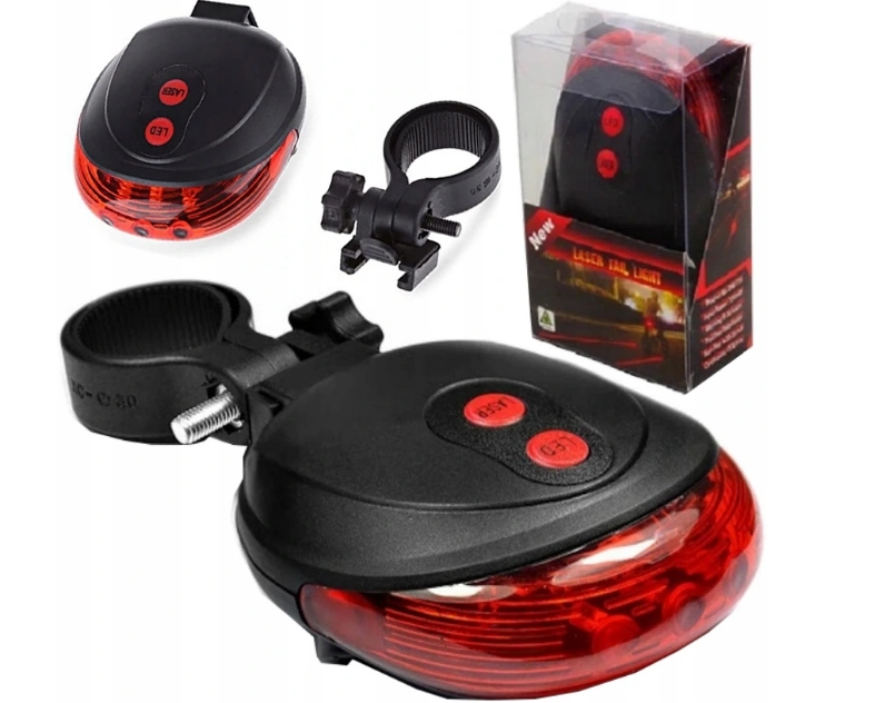 Zadní světlo na kolo s 5 led - 7 módů a 2 x laser