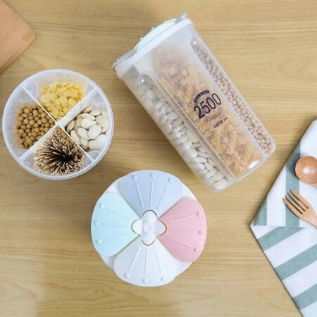 Zásobník na sypké produkty těstoviny obiloviny 4 přihrádky 2500ml