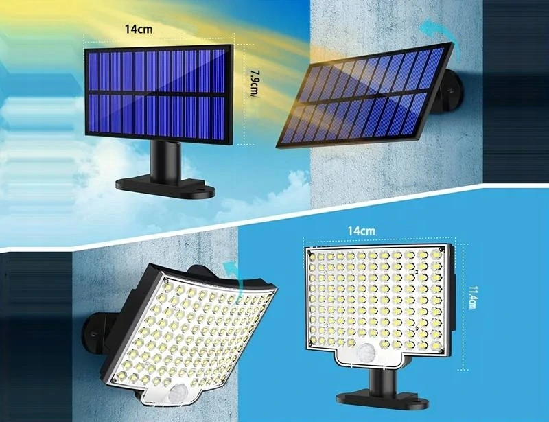Solární venkovní 108 LED osvětlení pohybový senzor vodotěsní