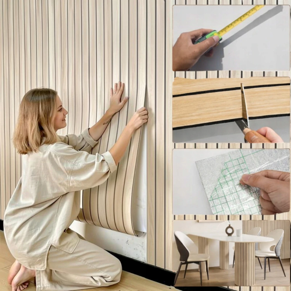 Samolepicí 3D tapeta lamely imitace dřeva dekorativní obklad na stěnu 60 × 300 cm