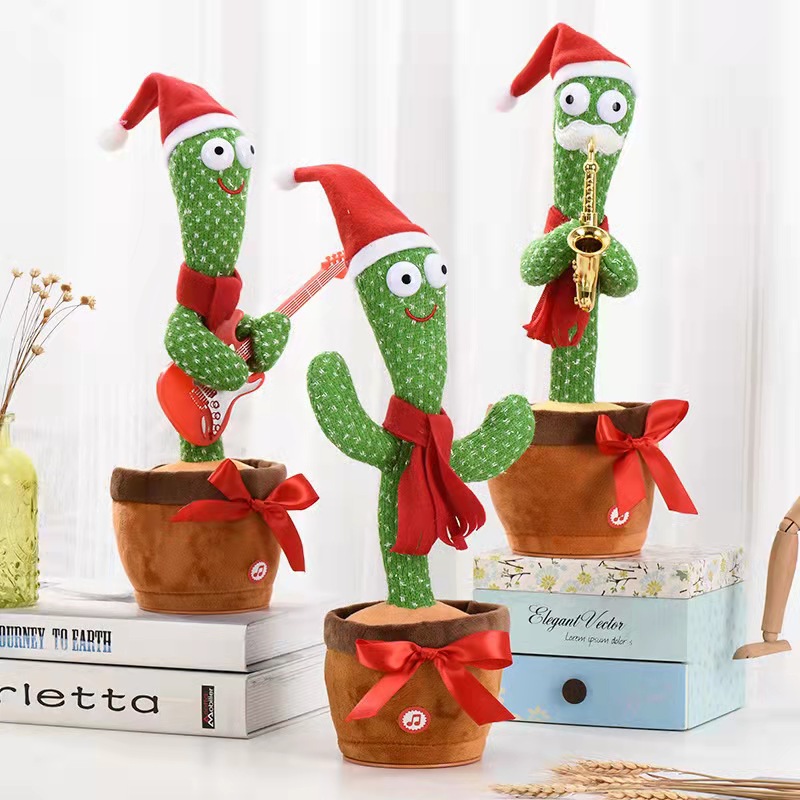 Plyšový tančící a mluvící kaktus + Santa oblek