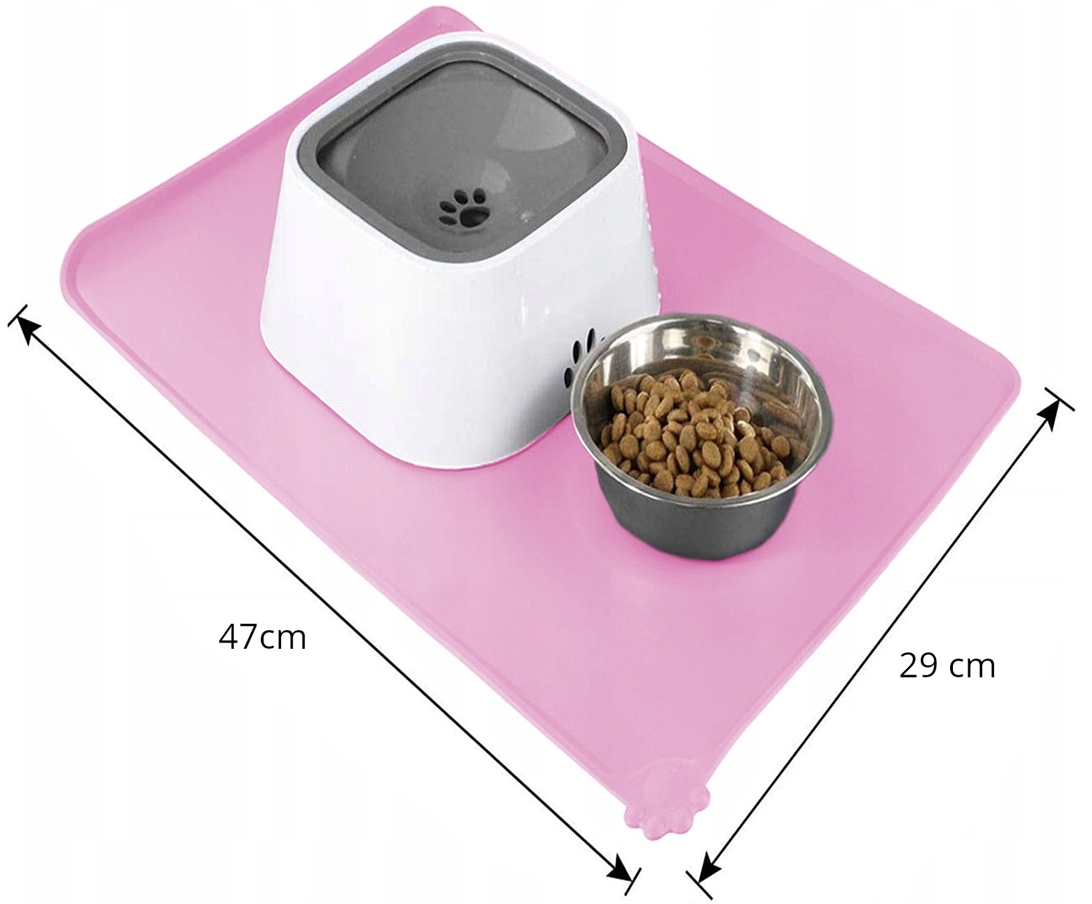 Protiskluzová silikonová podložka pod misky pro mazlíčky růžová