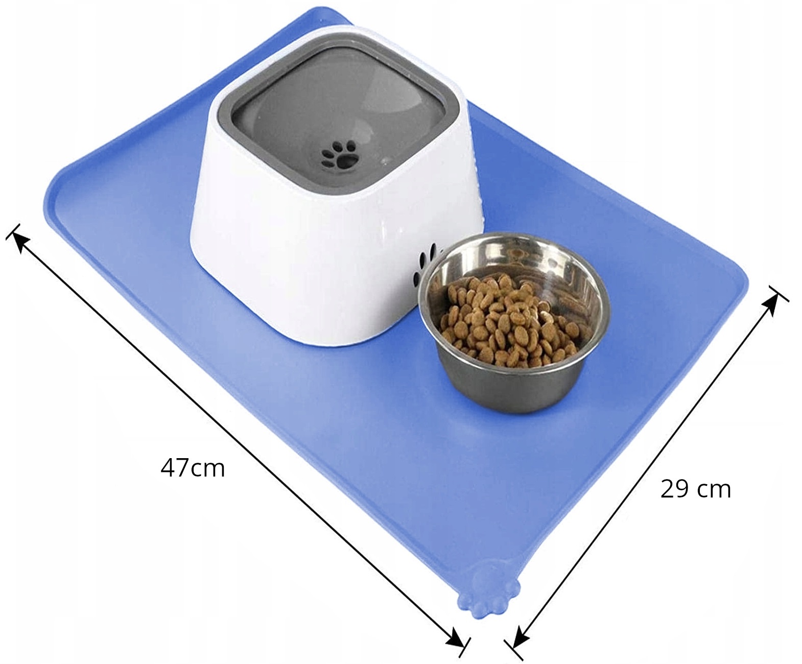 Protiskluzová silikonová podložka pod misky pro mazlíčky modrá