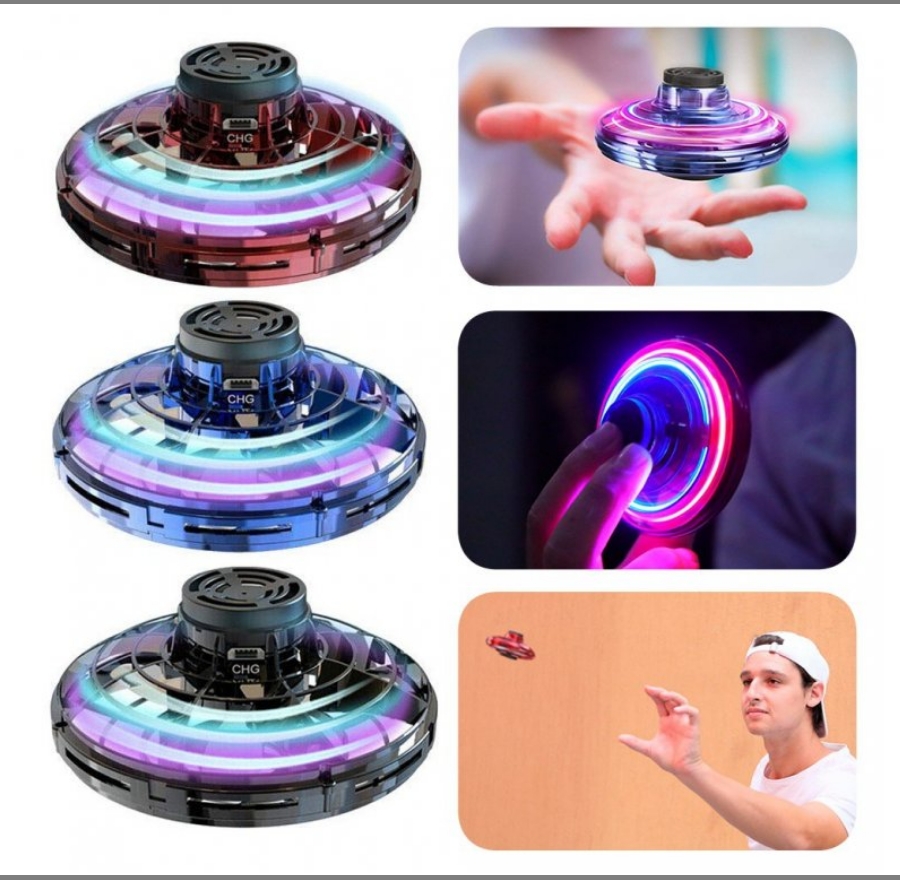 Létající disk UFO levitující drone s LED světlem Flying spinner