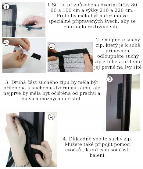 6 v 1 magnetická síť na dveře proti hmyzu Magic mesh