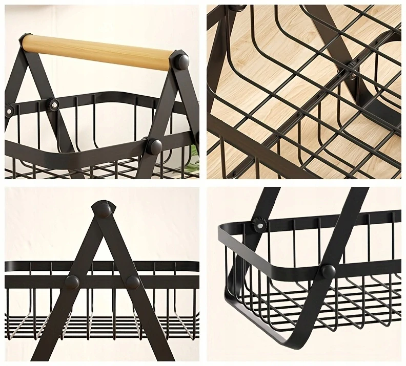 Koš na ovoce a zeleninu kovový dekorativní stojan třipatrový