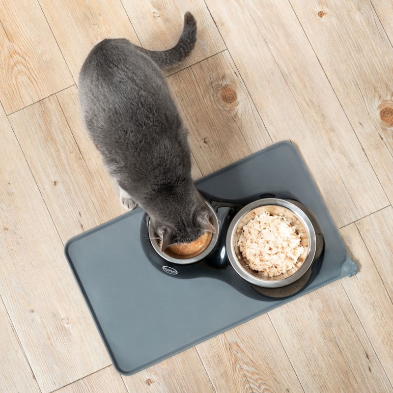 Protiskluzová silikonová podložka pod misky pro mazlíčky šedá