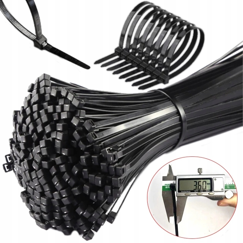 Stahovací páska černá balení 100 ks sada 3,6x150 kabelové svorky