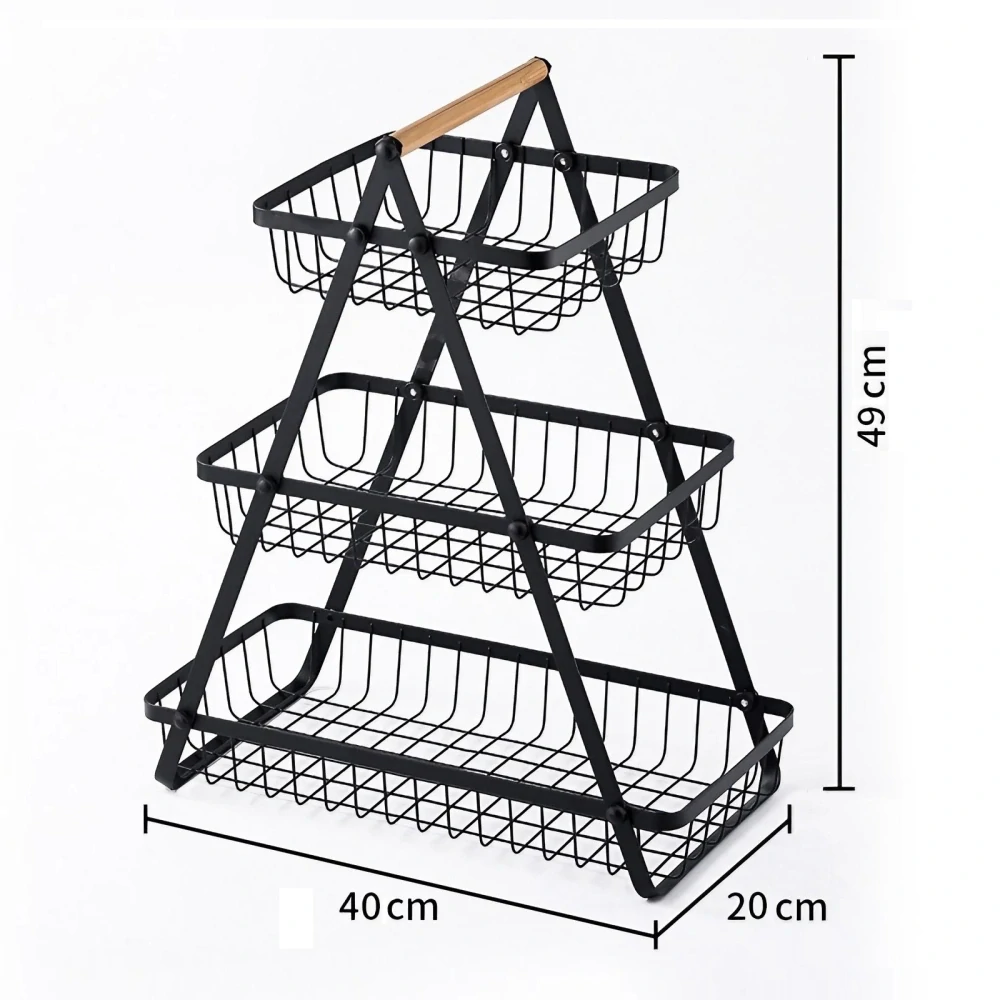 Koš na ovoce a zeleninu kovový dekorativní stojan třipatrový