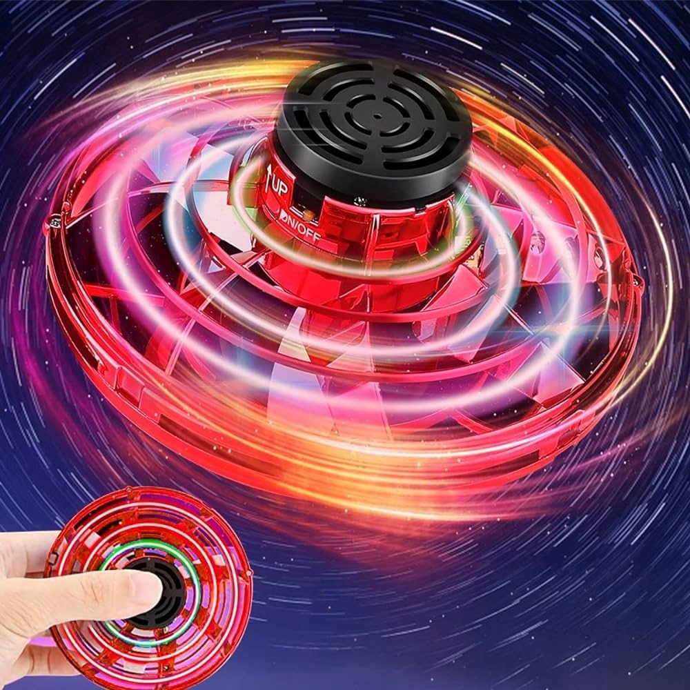 Létající disk UFO levitující drone s LED světlem Flying spinner