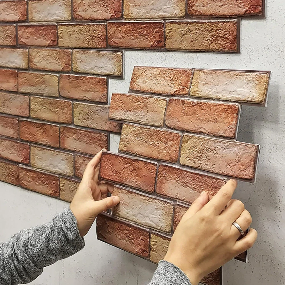 Panel samolepící pěnová tapeta 3D červená cihla kámen sada 30x30cm 10 ks