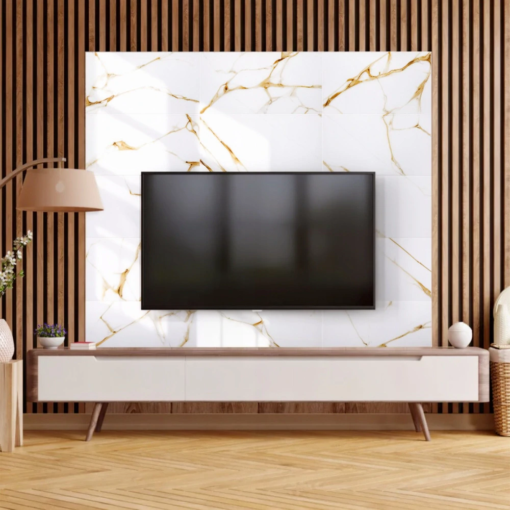 Panele samolepicí bílá a zlaté mramorová pěnová tapeta nástěnné 30x60cm 10 ks