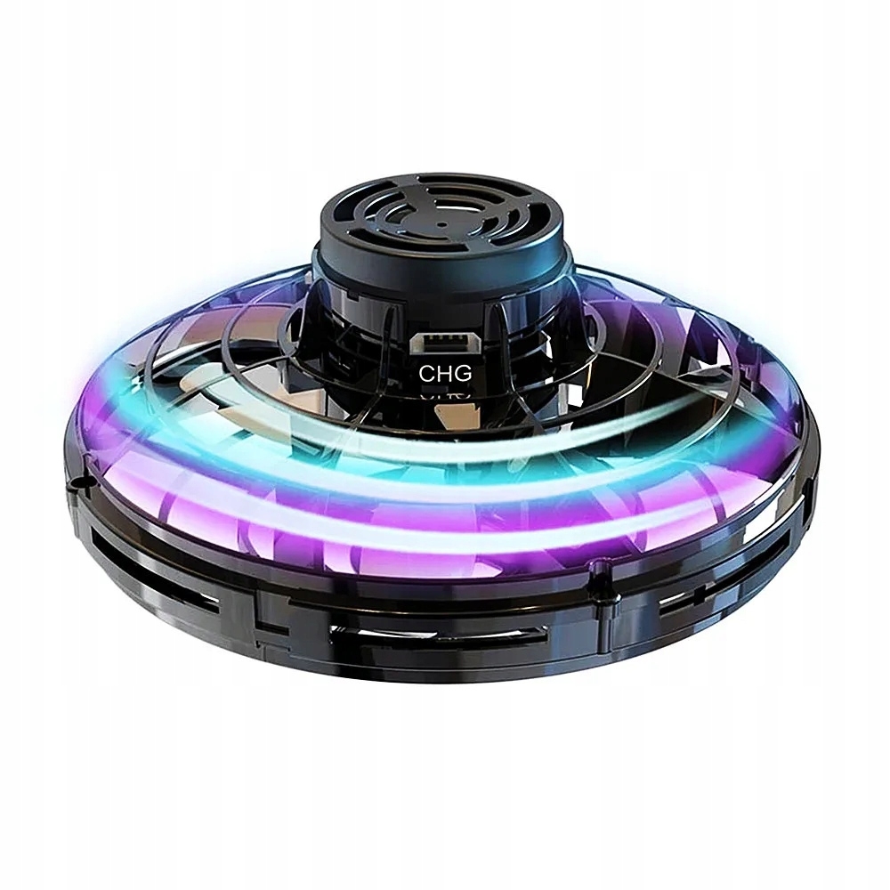 Létající disk UFO levitující drone s LED světlem Flying spinner