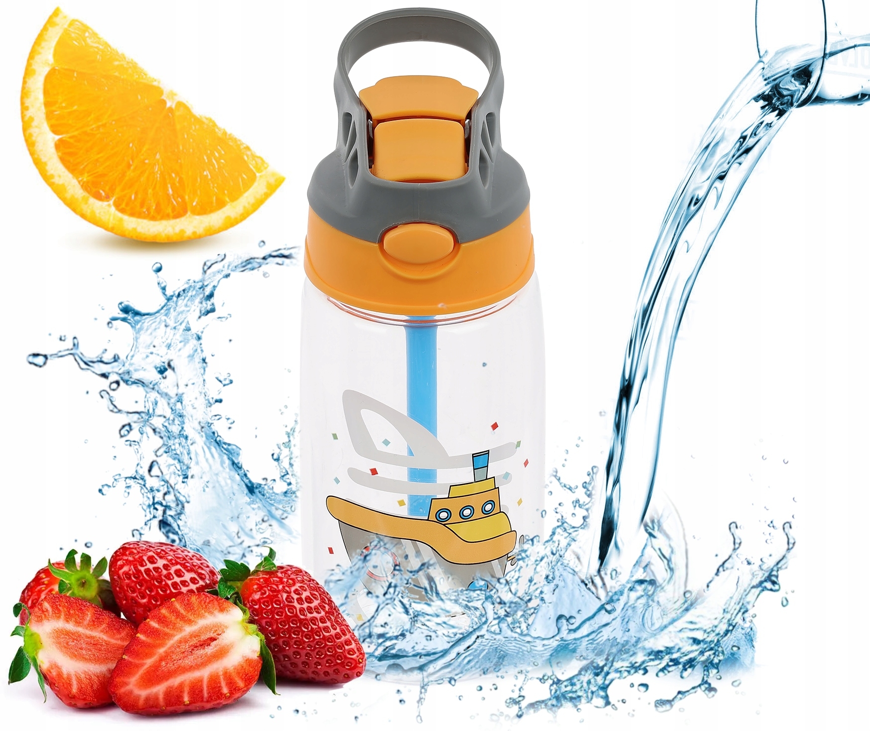 Dětská láhev na vodu 480 ml s brčkem pro děti