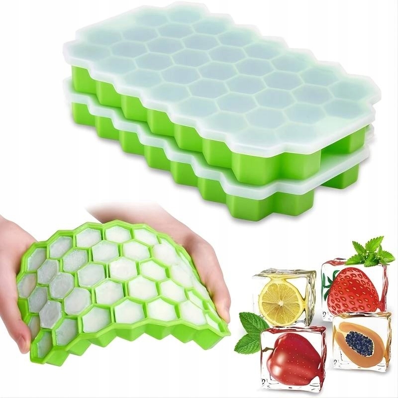 Silikonová flexibilní forma na led s víkem 37 kostek