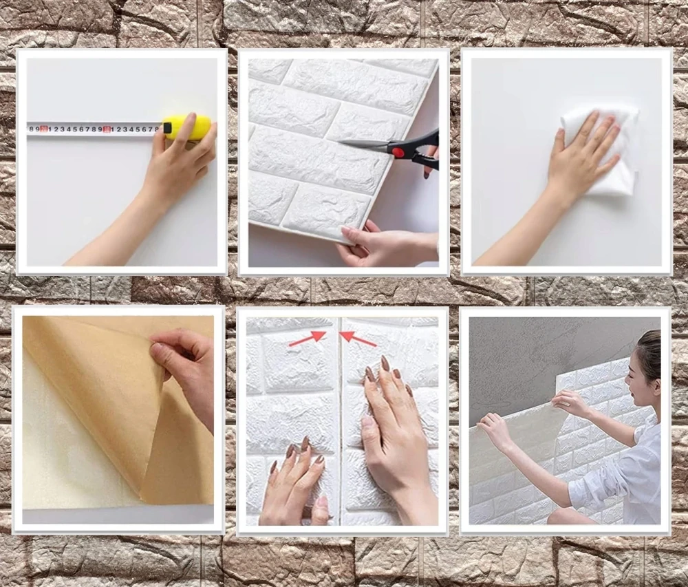 Samolepící tapeta panel 3D na zeď pěnová imitace cihla kámen 10 kusu