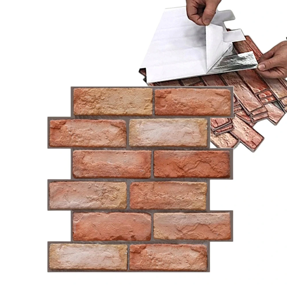 Panel samolepící pěnová tapeta 3D červená cihla kámen sada 30x30cm 10 ks