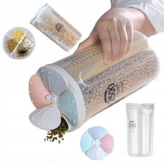 Zásobník na sypké produkty těstoviny obiloviny 4 přihrádky 2500ml