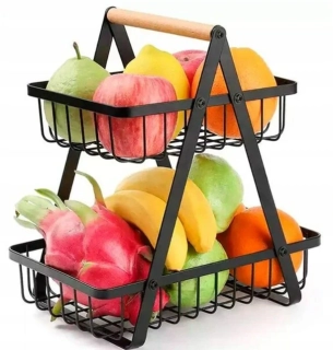Koš na ovoce a zeleninu kovový dekorativní stojan dvoupatrový