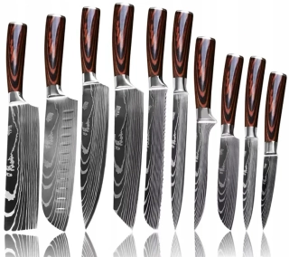 Profesionální japonské kuchyňské nože z uhlíkové oceli sada 10 ks