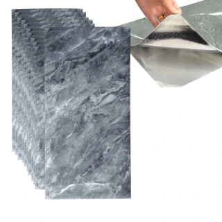 Panele samolepicí tmavě seda mramorová pěnová tapeta nástěnné 30x60cm 10 ks