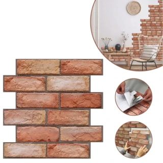 Panel samolepící pěnová tapeta 3D červená cihla kámen sada 30x30cm 10 ks